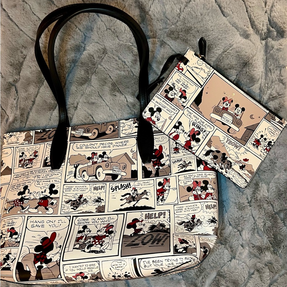 Kate Spade NWOT Disney Minnie Mouse Comic Tote and Pouch